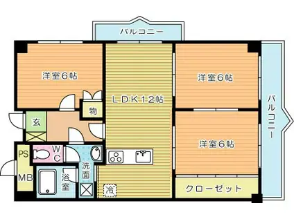 フォーラム岡田(3LDK/4階)の間取り写真
