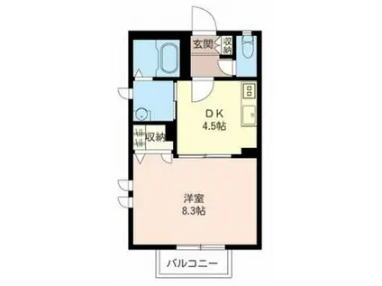 スカイヒルズ(1DK/1階)の間取り写真