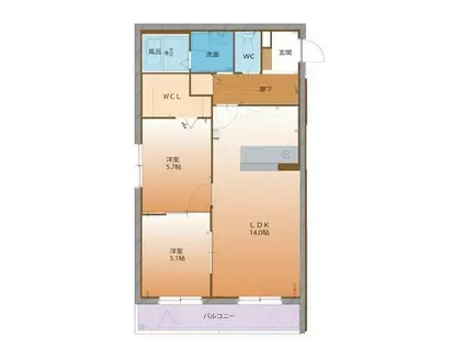 ハートフルラシーヌ(2LDK/2階)の間取り写真