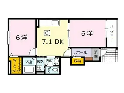アート・ハウス 弐番館(2DK/1階)の間取り写真