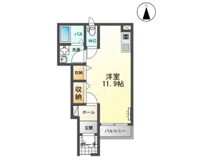 パープルハイム(ワンルーム/1階)の間取り写真