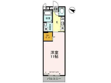 ラール古新開(1K/2階)の間取り写真