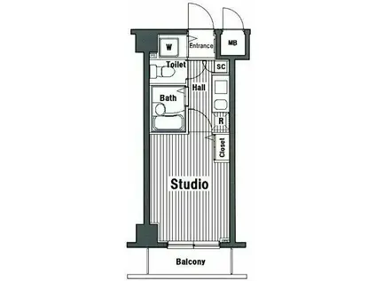 ガラシティ武蔵小杉(1K/8階)の間取り写真