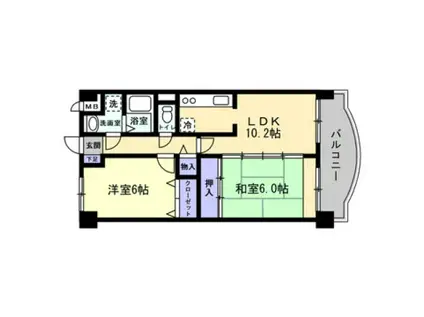 プラセル藤川(2DK/3階)の間取り写真