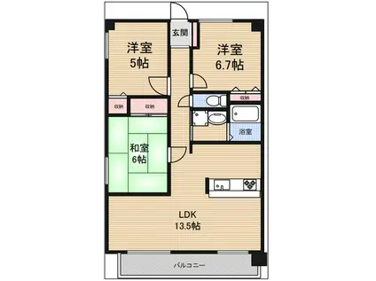 ファインビュー千葉(3LDK/5階)の間取り写真