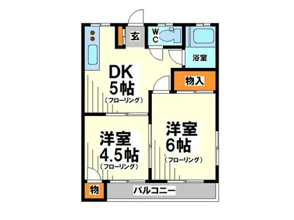 桔梗ハウス(2DK/2階)の間取り写真