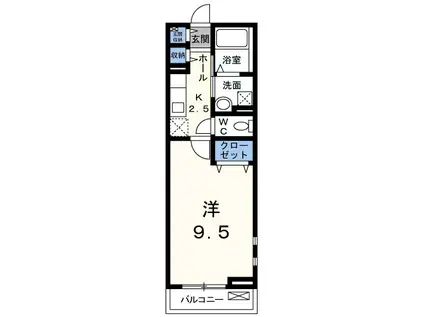 サンヴィレッジ・アイ(1K/2階)の間取り写真