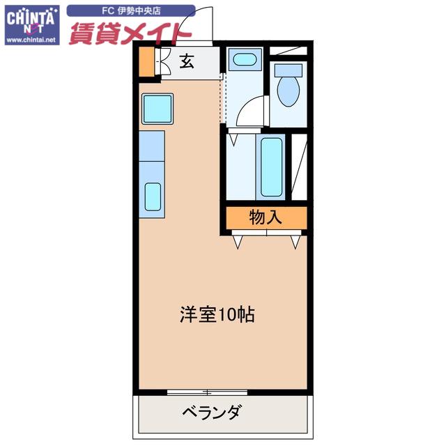三重県伊勢市 2階建 築30年(ワンルーム/2階)の間取り写真
