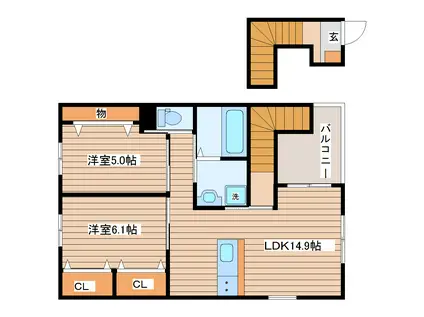 メゾン藤(2LDK/2階)の間取り写真