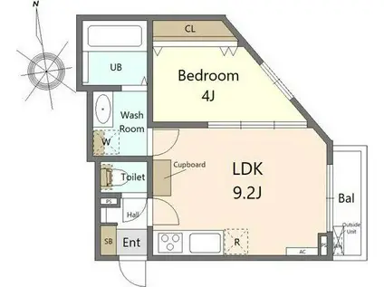 KIRARA NAGAMACHI(1LDK/2階)の間取り写真
