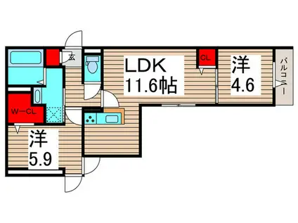 セレスティア六町II(2LDK/2階)の間取り写真