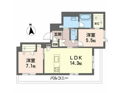 地下鉄鶴舞線 上前津駅 徒歩8分 4階建 新築(2LDK/4階)の間取り写真