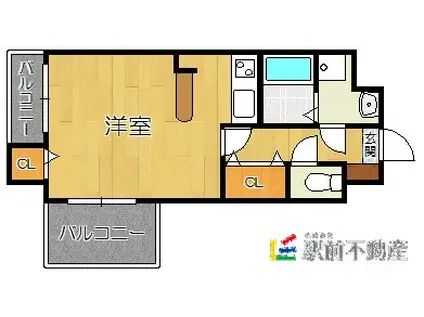 アンビアンス鳥飼(ワンルーム/4階)の間取り写真