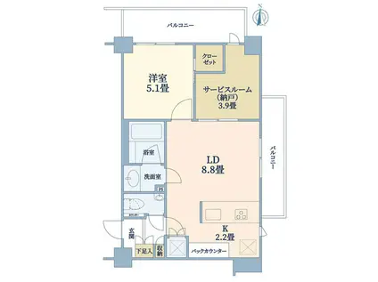 スタジオデン平間(1SLDK/4階)の間取り写真