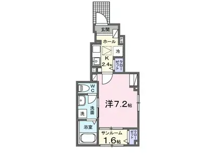 ラ・セーヌ博労(1K/1階)の間取り写真