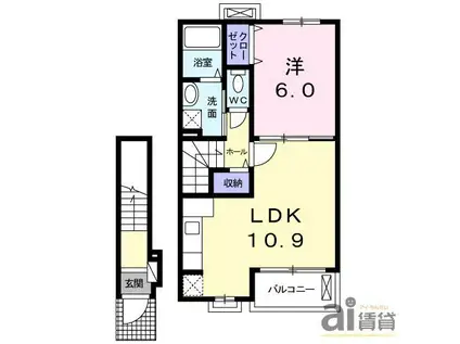 カーサ・エテルノ(1LDK/2階)の間取り写真