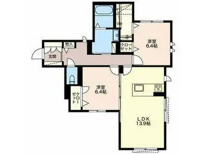 VILLA DEL FORTE(2LDK/1階)の間取り写真