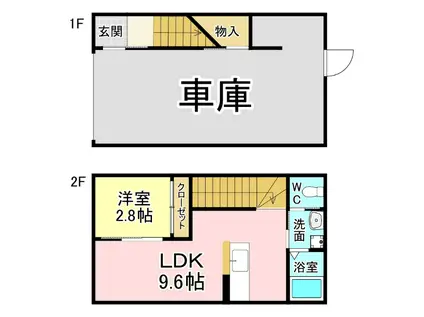 EXCEL GARAGE 小倉南A棟(1LDK/1階)の間取り写真