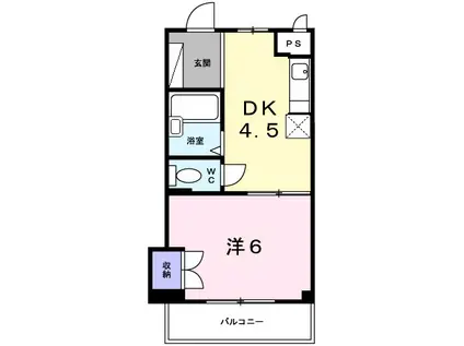 イエストプレイス(1DK/1階)の間取り写真