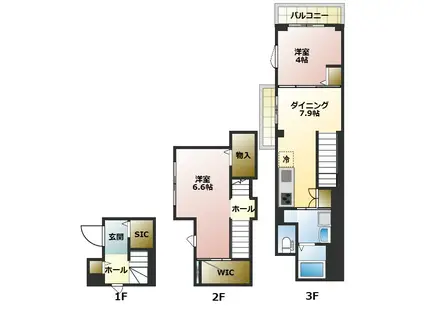 墨田区文花1丁目ビューノ(2DK/1階)の間取り写真