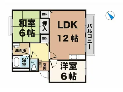 エステート藤木(2LDK/2階)の間取り写真