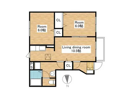 サニーヴィラ弐番館(2LDK/1階)の間取り写真