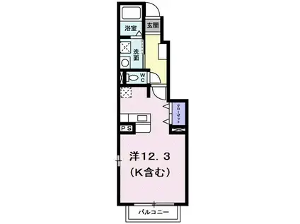 プラシド・ミュ-(ワンルーム/1階)の間取り写真