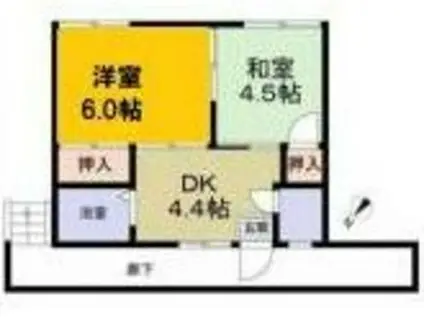 フォーブル谷上C棟(2DK/2階)の間取り写真