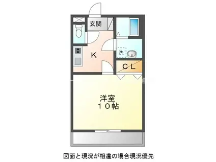 ラ・ミア・カーザ(1K/3階)の間取り写真