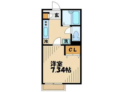 コーポアイビー(1K/1階)の間取り写真