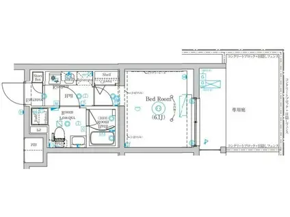 MIND 武蔵中原(1K/1階)の間取り写真