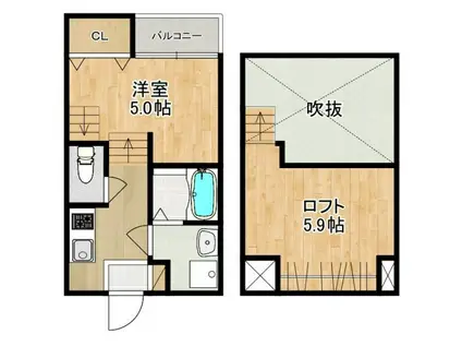 MODERN PALAZZO 福田町A(1SK/2階)の間取り写真