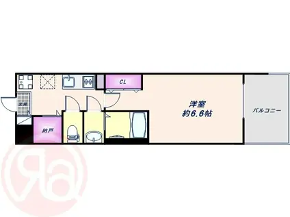 LUXE難波南(1K/14階)の間取り写真