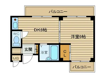 グリーンハイツ浮田(1DK/4階)の間取り写真