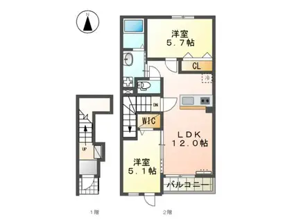 CASA ESTE唐津A(2LDK/2階)の間取り写真