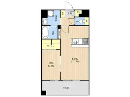 プレミアムレジデンス別府駅前(1LDK/14階)の間取り写真