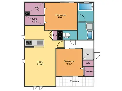 多摩川2丁目メゾン(2LDK/1階)の間取り写真