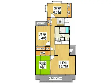 ライフコート深井(3LDK/4階)の間取り写真