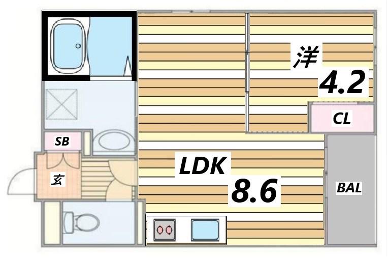 ALMO姫路駅前(1LDK/3階)の間取り写真
