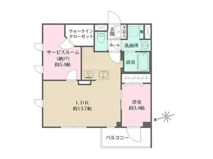 ラペルラ桜新町(1SLDK/2階)の間取り写真