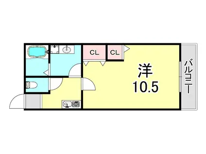 ヴァンクール高東町(1K/3階)の間取り写真