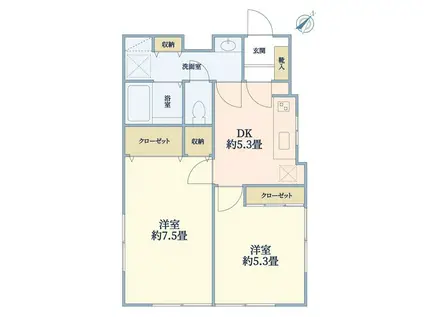 クイグランデ高田馬場(2DK/1階)の間取り写真