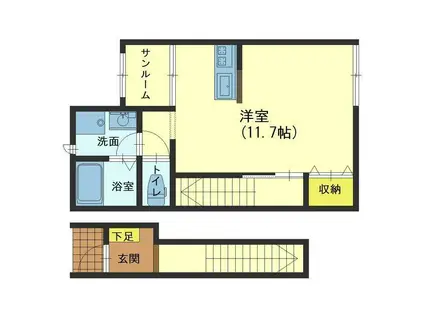 DOWELL五福(ワンルーム/2階)の間取り写真