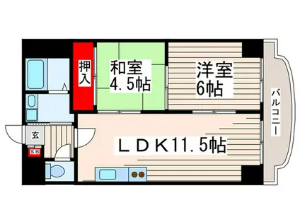 ベイシティマルゴ(2LDK/5階)の間取り写真