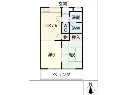 ヒロジハイツ(2DK/1階)の間取り写真