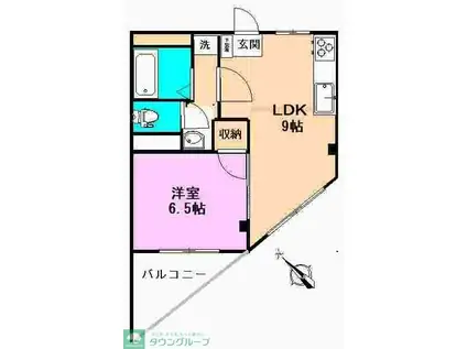 グリーンヒル成城(1LDK/1階)の間取り写真