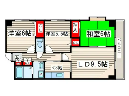 グランフィールド葛西(3LDK/2階)の間取り写真