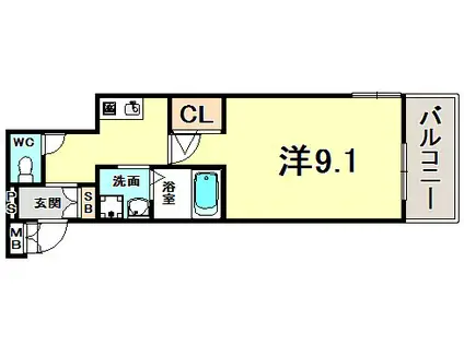 ロイヤル神戸三宮(1K/8階)の間取り写真