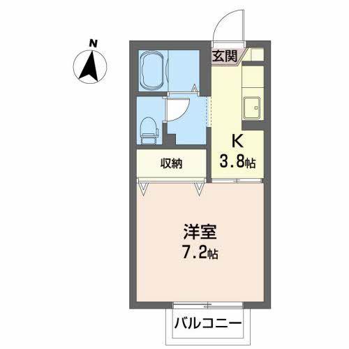 カオリーモ都南B(1K/1階)の間取り写真
