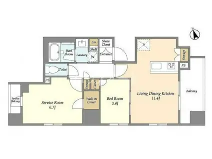 ドゥーエ南砂町(1SLDK/2階)の間取り写真